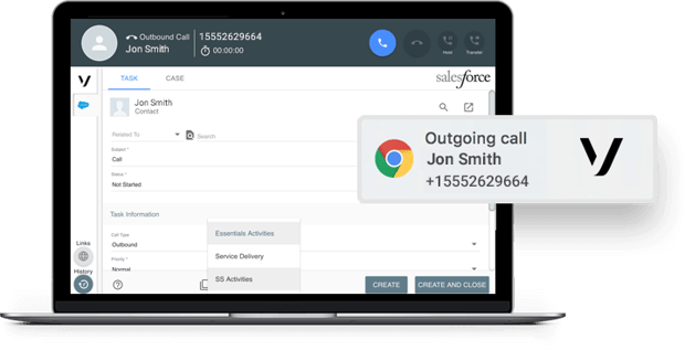 Laptop with Salesforce integration in a browser